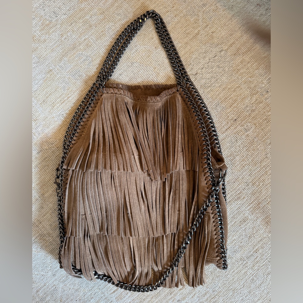 ITALY Suede Fringed Brown Handbag Purse